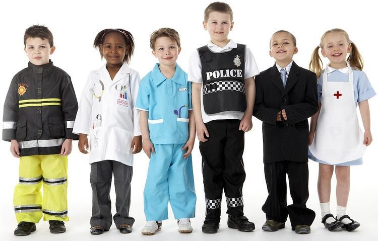 children dressed in essential service costumes